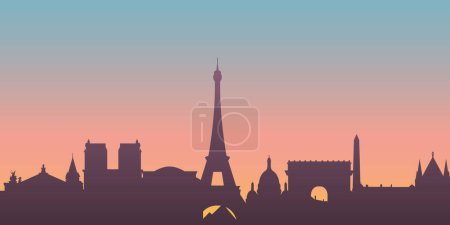 Téléchargez les illustrations : Paris City skyline. Silhouette Ville Paris France fond. Illustration vectorielle - en licence libre de droit