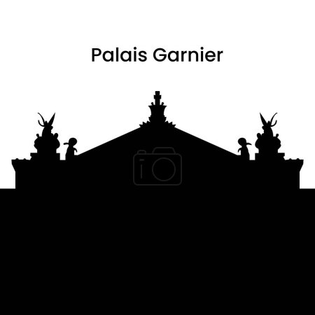 Téléchargez les illustrations : Silhouette du Palais Garnier en noir isolé sur fond blanc, illustration vectorielle - en licence libre de droit
