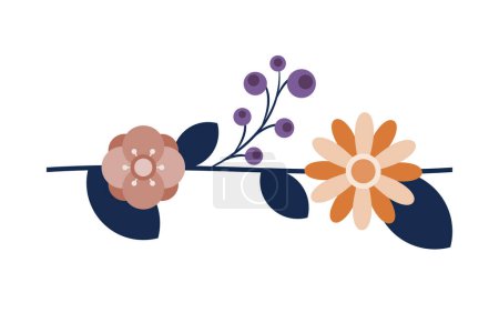 Téléchargez les illustrations : Icône plate fleur marron, nature végétale, camomille de couleur tamisée sur fond blanc, EPS 10 - en licence libre de droit