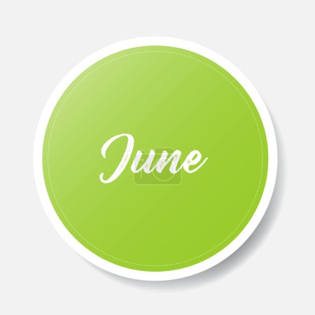 Illustration for June green round sticker on white background, vector illustration - Royalty Free Image