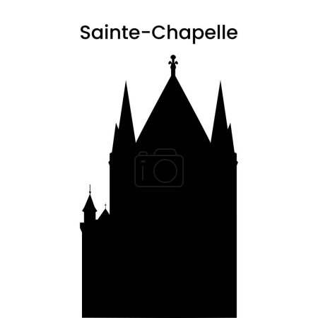 Téléchargez les illustrations : Silhouette en noir de Sainte-Chapelle à Paris, France isolée sur fond blanc, illustration vectorielle - en licence libre de droit