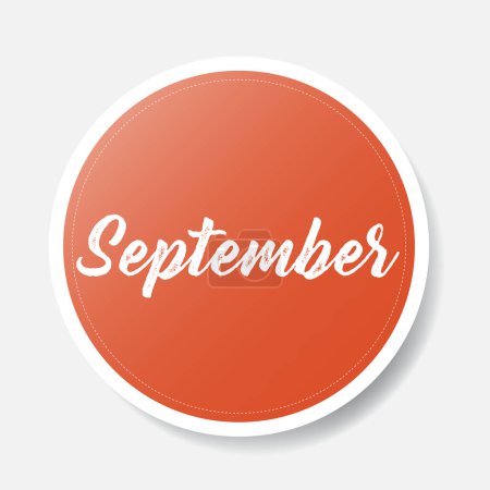 Illustration for September red round sticker on white background, vector illustration - Royalty Free Image