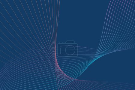 Illustration for A blue background serves as the canvas for intricate lines and curves. The combination of sharp angles and smooth arcs creates a dynamic visual contrast and abstract design - Royalty Free Image