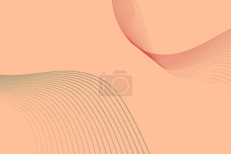 Téléchargez les illustrations : Fond rose abstrait avec des lignes ondulées dynamiques dans différentes nuances de rose. Les lignes créent un sentiment de mouvement et de flux à travers la composition, ajoutant profondeur et texture à la conception globale - en licence libre de droit