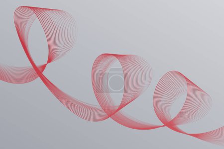 Illustration for A detailed view of red wavy lines like ribbon against a clean, light background - Royalty Free Image