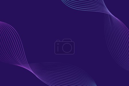Ilustración de Fondo púrpura con líneas onduladas que fluyen a través del marco. Las líneas crean un movimiento dinámico y enérgico en la composición - Imagen libre de derechos