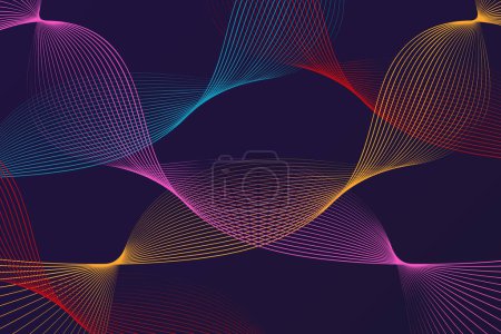 Illustration for Vibrant purple background with colorful intricate lines and curves - Royalty Free Image