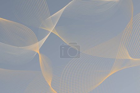 Illustration for A group of wavy golden lines set against a clear blue sky background - Royalty Free Image