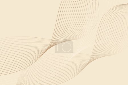 Ilustración de Un fondo abstracto con líneas onduladas en varios tonos de beige. Las líneas varían en grosor y dirección, creando una sensación de movimiento y energía dinámica a través de la composición - Imagen libre de derechos
