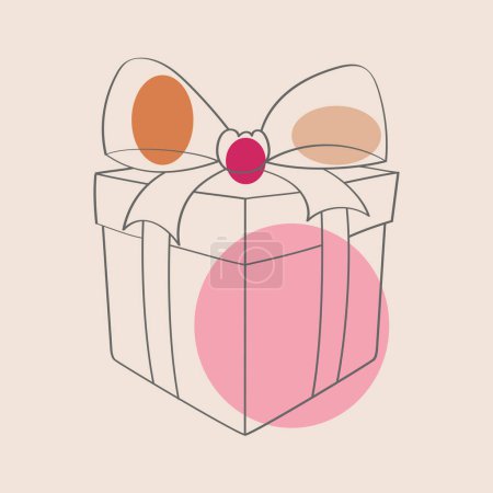 Illustration for A hand painted box with a colorful bow on top, placed on a flat surface. The box appears to be a decorative item, possibly a gift or storage container - Royalty Free Image
