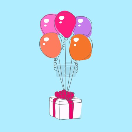 Una colección de vibrantes globos pintados a mano doodle se muestran dentro de una caja, listos para traer alegría y alegría a cualquier celebración o evento