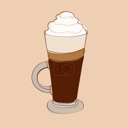 A cup of coffee with whipped cream piled on top, ready to be enjoyed by the viewer. The creamy texture of the whipped cream contrasts with the dark liquid below, creating an inviting appearance