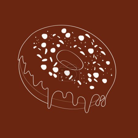 Ilustración de Una rosquilla de chocolate con coloridas salpicaduras se asienta sobre una superficie marrón, mostrando su atractivo dulce e indulgente - Imagen libre de derechos