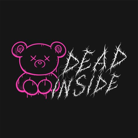 Ilustración de Dead Inside quote,bear. Print for poster,t-shirt,tee,logo,sticker concept - Imagen libre de derechos
