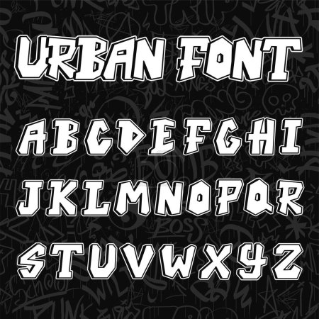 Graffiti letters font.Vector hand drawn line cartoon illustration. Graffiti letters,abc,urban, font fashion print for t-shirt,poster,logo art concept