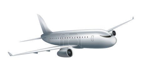 Ilustración de Avión volador grande sobre fondo blanco, ilustración vectorial realista de cerca - Imagen libre de derechos