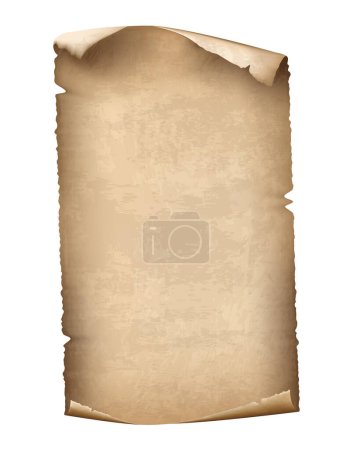 Illustration for Ancient Paper Leaf on white background, realistic vector illustration, vintage concept - Royalty Free Image