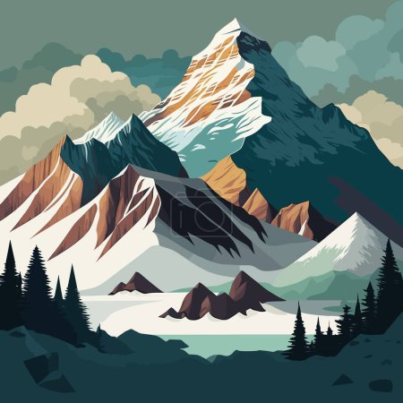 Téléchargez les illustrations : Sommet de l'Everest. La plus haute montagne du monde. Parc national du Népal. - en licence libre de droit