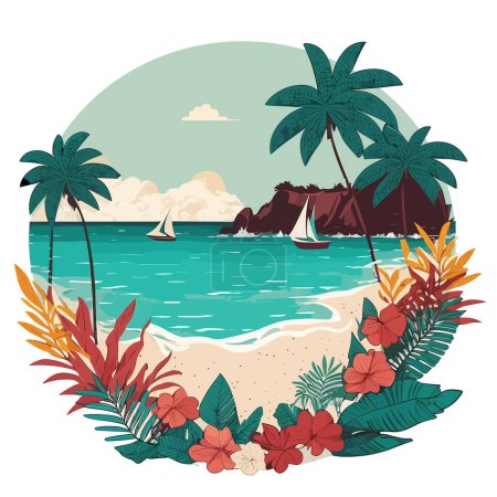 Téléchargez les photos : Belle plage tropicale. Illustrations vectorielles. - en image libre de droit