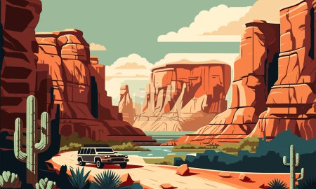 Téléchargez les illustrations : Le paysage du parc national des Canyonlands, Utah, USA, illustration vectorielle - en licence libre de droit
