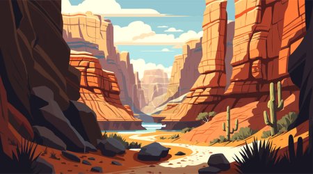 Téléchargez les illustrations : Le paysage du parc national des Canyonlands, Utah, USA, illustration vectorielle - en licence libre de droit