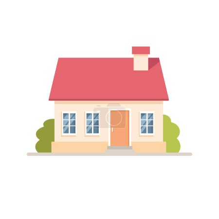 Illustration for House isolated on white background. House in flat style. Front view modern urban house. Vector stock - Royalty Free Image