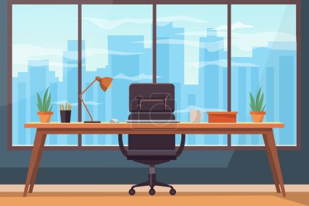 Illustration for Empty modern office interior. Office interior in flat design Modern business workspace. Vector stock - Royalty Free Image