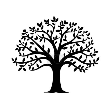 Illustration for Tree silhouette with leaves isolated on white background. Vector stock - Royalty Free Image