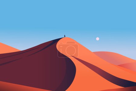 Téléchargez les illustrations : Belle scène panorama paysage désert. Stock vectoriel - en licence libre de droit