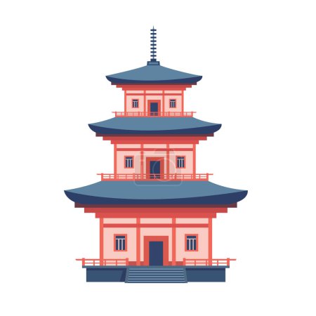 Illustration for Japanese temple isolated on white background. Traditional Japan pagoda design. Vector stock - Royalty Free Image