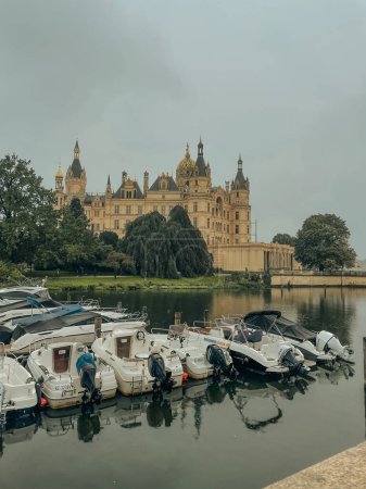 Photo for Photo of landscape and architecture of Schwerin Castle in Schwerin, northern Germany, Mecklenburg-Vorpommern - Royalty Free Image