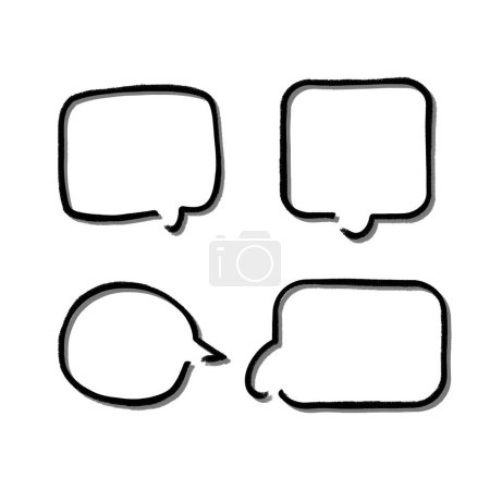 Photo for Outline speech bubble. Abstract Vector sketch hand drawn scribble Speech Bubbles Set. Black bubble isolated background. - Royalty Free Image