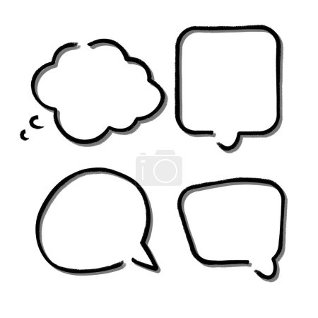 Photo for Outline speech bubble. Abstract Vector sketch hand drawn scribble Speech Bubbles Set. Black bubble isolated background. - Royalty Free Image
