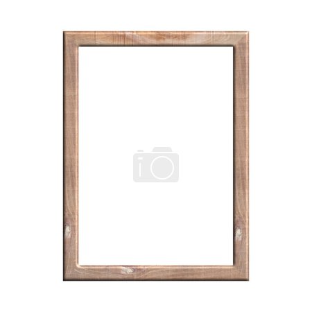 Téléchargez les photos : Cadre en bois avec fond blanc isolé. vue de face du cadre en bois classique. pour image A4 ou texte. - en image libre de droit