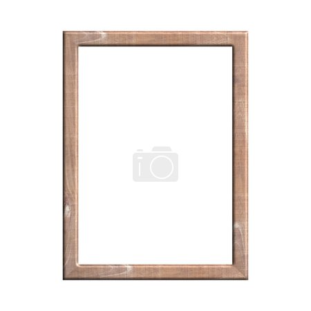 Photo for Wooden frame with isolated white background. front view of classic wooden frame. for A4 image or text. - Royalty Free Image