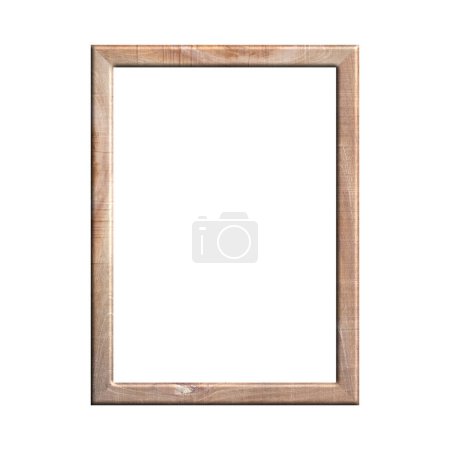 cadre en bois avec fond blanc isolé. vue de face du cadre en bois classique. pour image A4 ou texte.