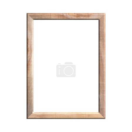 wooden frame with isolated white background. front view of classic wooden frame. for A4 image or text.
