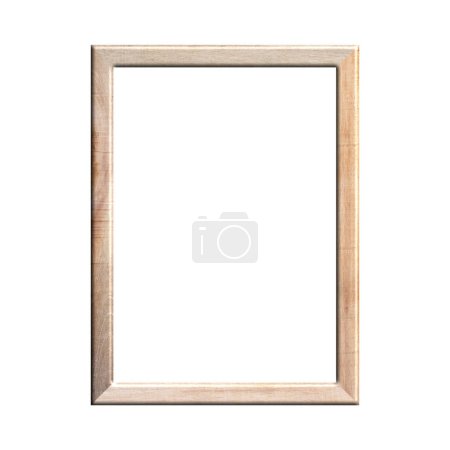 Holzrahmen mit isoliertem weißem Hintergrund. Frontansicht des klassischen Holzrahmens. für DIN A4 Bild oder Text.
