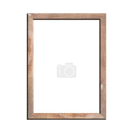 cadre en bois avec fond blanc isolé. vue de face du cadre en bois classique. pour image A4 ou texte.