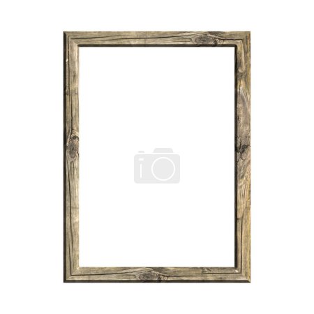 Téléchargez les photos : Cadre en bois avec fond blanc isolé. vue de face du cadre en bois classique. pour image A4 ou texte. - en image libre de droit