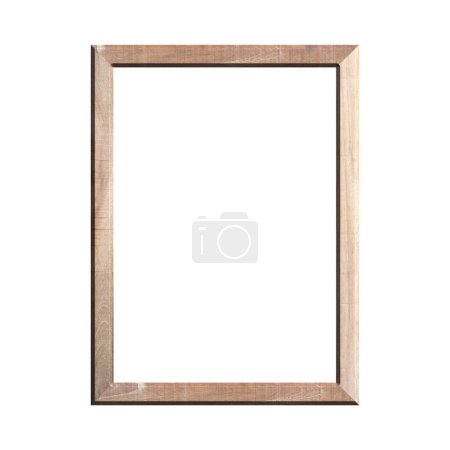 Photo for Wooden frame with isolated white background. front view of classic wooden frame. for A4 image or text. - Royalty Free Image