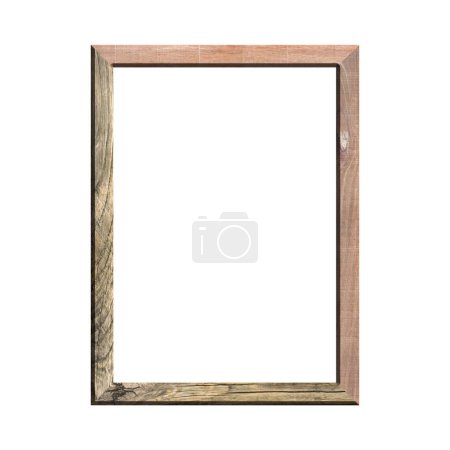 marco de madera con fondo blanco aislado. vista frontal de marco de madera clásico. para imagen o texto A4.