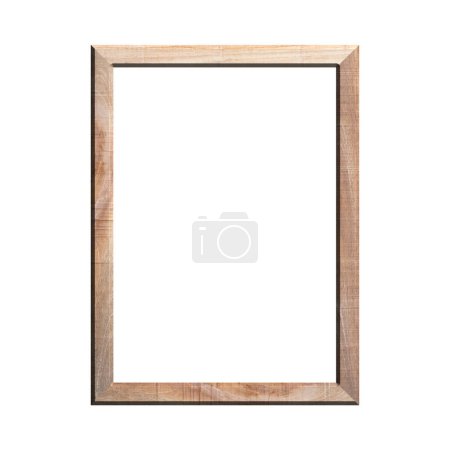 Holzrahmen mit isoliertem weißem Hintergrund. Frontansicht des klassischen Holzrahmens. für DIN A4 Bild oder Text.