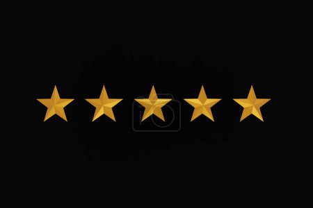 Fünf-Sterne-Symbol, das Konzept einer positiven Bewertung, Bewertungen und Feedback auf schwarzem Hintergrund