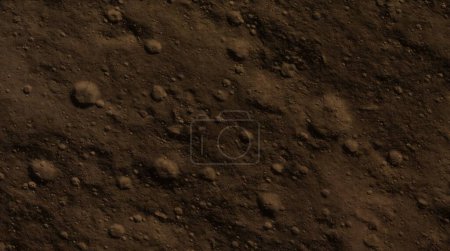 Vue détaillée d'une surface martienne avec cratères et poussière, idéale pour des graphismes et des décors spatiaux. 3d rendu