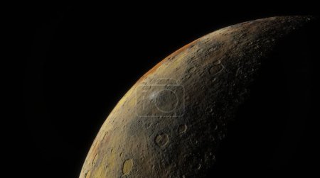 Photo for Cratered lunar surface in sunlight, stark beauty of desolate landscape. 3d render - Royalty Free Image
