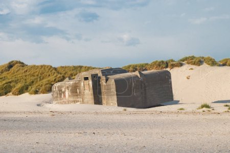 Bunker de la Seconde Guerre mondiale sur la plage de Blavand, Danemark