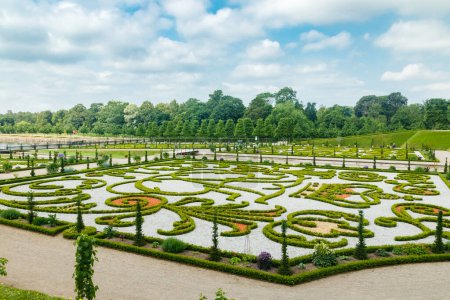View of Frederiksborg castle park in Hillerod, Denmark