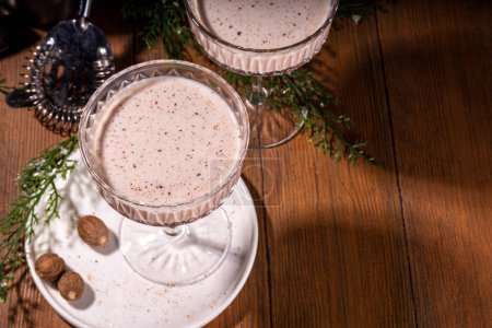 Photo for Boozy creamy Brandy Alexander Cocktail with nutmeg. Trendy autumn winter alcohol drink - Royalty Free Image