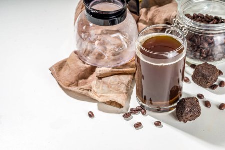 Modern Dissolvable Drinks concept, healthy homemade dissolvable frozen dried coffee espresso cubes 